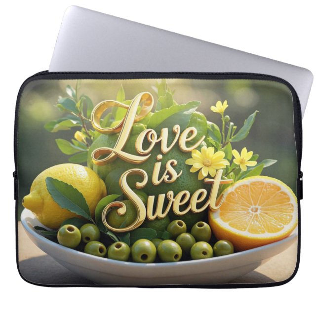 Housse Pour Ordinateur Portable Citrons ensoleillés, olives, tranches d'agrumes (Devant)