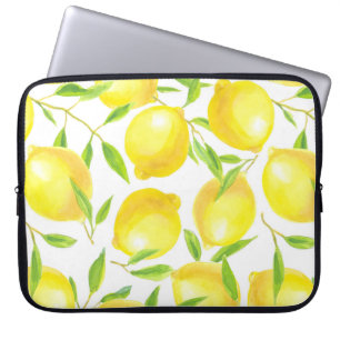Housse Pour Ordinateur Portable Citrons et motif feuille