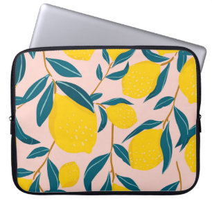 Housse Pour Ordinateur Portable citrons illustrés : motif transparent rose