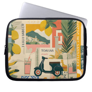 Housse Pour Ordinateur Portable Citrons Jaunes Méditerranéens Vintage Côte Italien