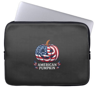 Housse Pour Ordinateur Portable Citrouille Américaine Halloween Drapeau Usa Étoile