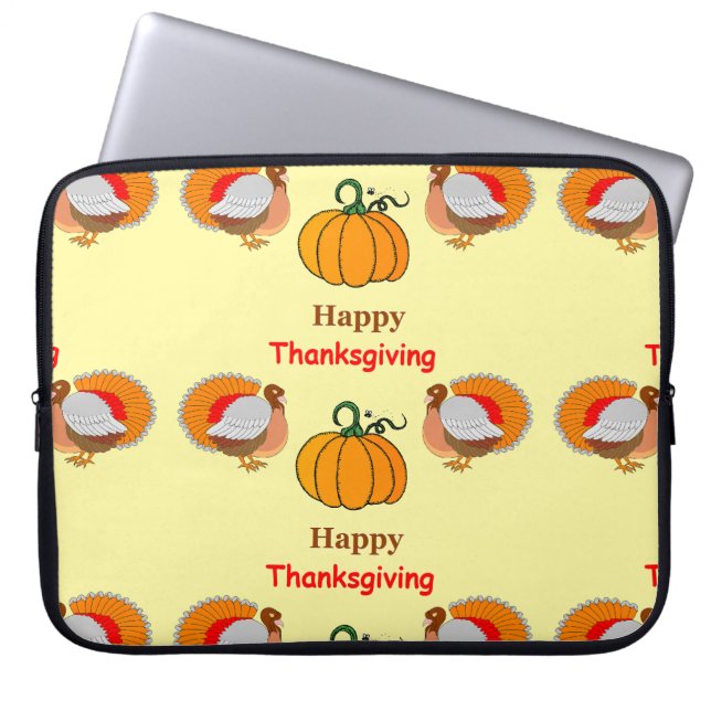 Housse Pour Ordinateur Portable citrouille de Thanksgiving et dinde (Devant)