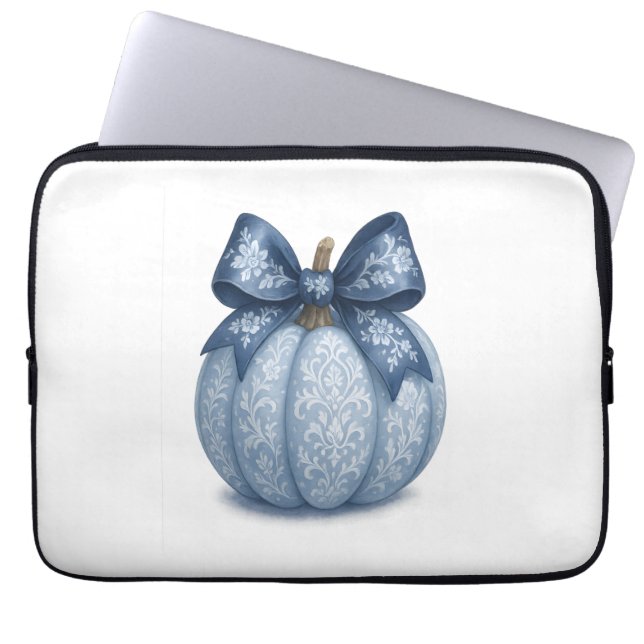 Housse Pour Ordinateur Portable Citrouille Floral Bleu (Devant)