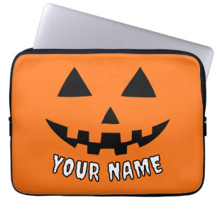 Housse Pour Ordinateur Portable Citrouille orange personnalisé Halloween Votre Nom