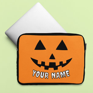 Housse Pour Ordinateur Portable Citrouille orange personnalisé Halloween Votre Nom