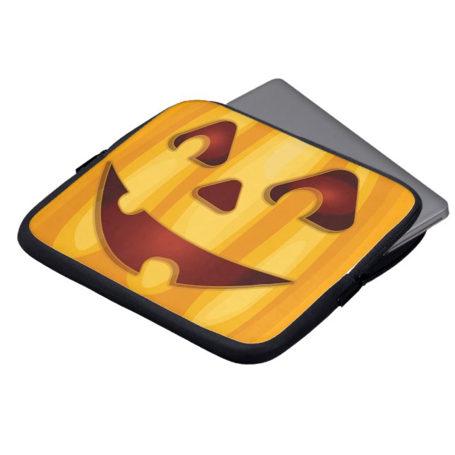 Housse Pour Ordinateur Portable Citrouille sculpté souriant design Halloween (Devant haut)