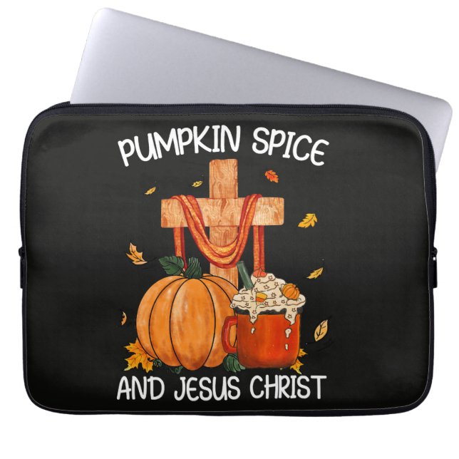 Housse Pour Ordinateur Portable Citrouille Spice et Jésus-Christ (Devant)
