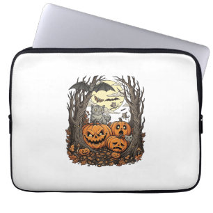 Housse Pour Ordinateur Portable Citrouilles d'Halloween Chat Gris Chauve-Souris Pl