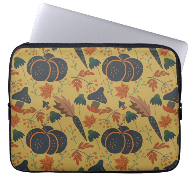 Housse Pour Ordinateur Portable Citrouilles et carottes motif sans soudure (Devant)