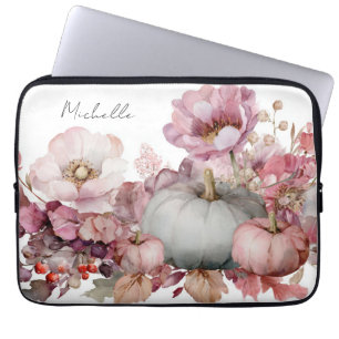 Housse Pour Ordinateur Portable Citrouilles et fleurs d'automne