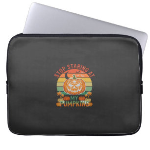 Housse Pour Ordinateur Portable Citrouilles Regard Fixe Halloween Crâne Rétro Couc