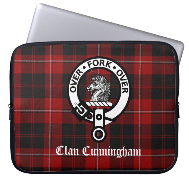 Housse Pour Ordinateur Portable Clan Cunningham Crest Badge & Tartan (Devant)
