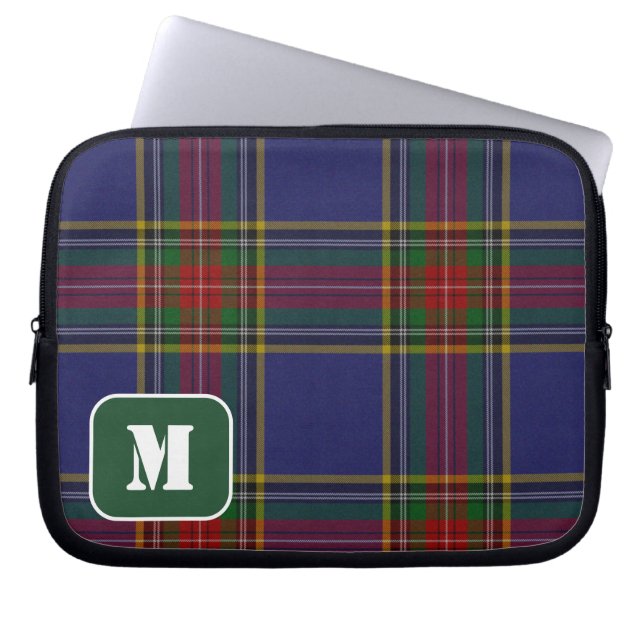 Housse Pour Ordinateur Portable Clan monogrammé MacBeth Tartan (Devant)