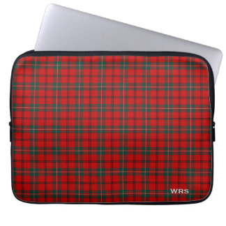 Housse Pour Ordinateur Portable Clan Scott Tartan Monogramme rouge et vert plaid