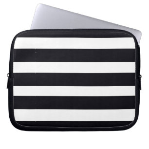Housse Pour Ordinateur Portable Classique moderne Noir et Blanc rayé Cool Chic