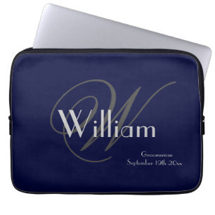 Housse Pour Ordinateur Portable Classique moderne Nom personnalisé + Monogramme Ma