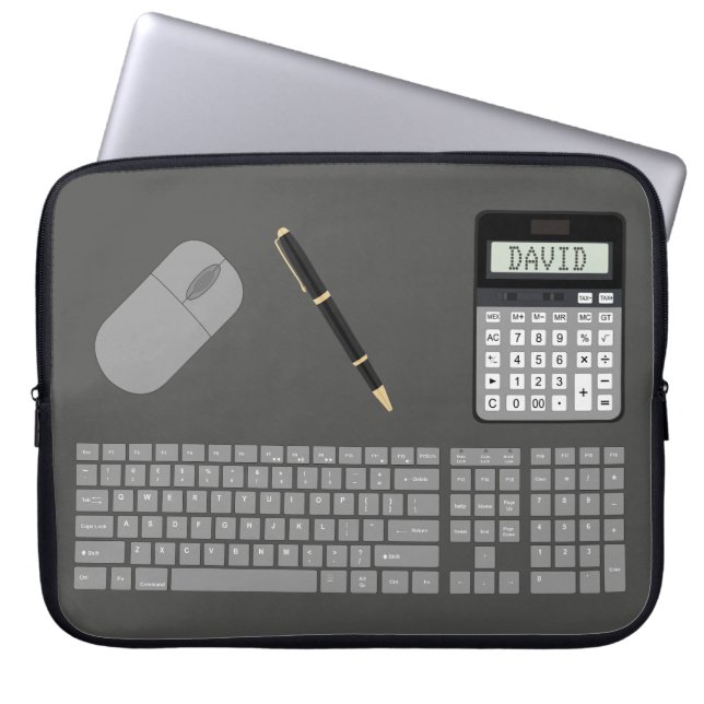 Housse Pour Ordinateur Portable Clavier, souris, calculateur et stylo (Devant)