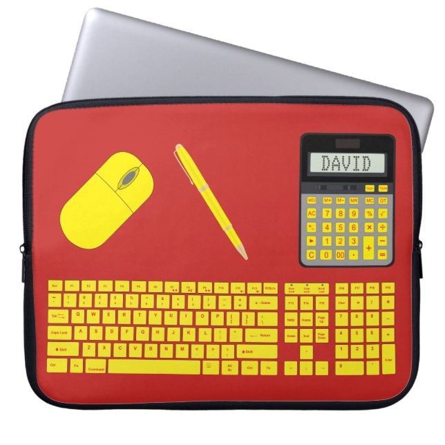 Housse Pour Ordinateur Portable Clavier, souris, calculateur et stylo (Devant)