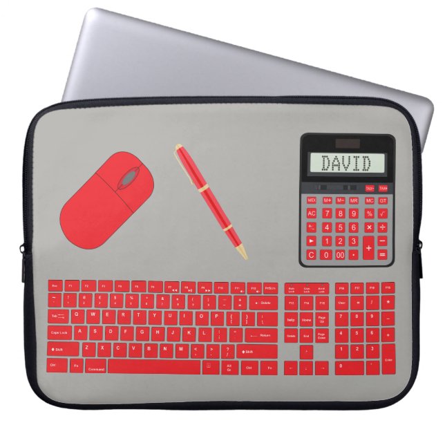 Housse Pour Ordinateur Portable Clavier, souris, calculateur et stylo (Devant)