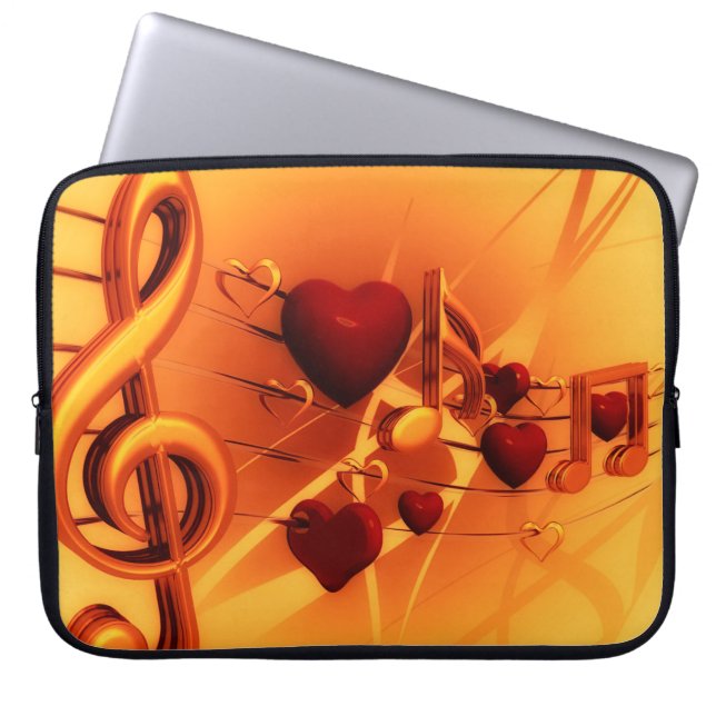 Housse Pour Ordinateur Portable Clef notes amour musique coeur (Devant)