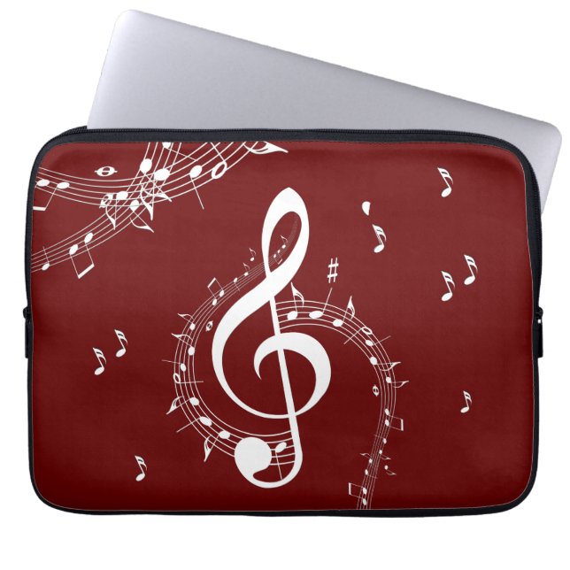 Housse Pour Ordinateur Portable Climacic G Clef Music Rouge (Devant)