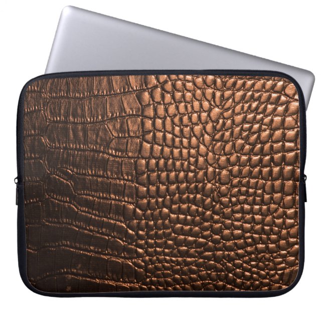 Housse Pour Ordinateur Portable Closeup : crocodile texture cuir. (Devant)