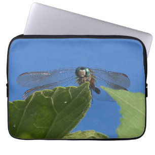 Housse Pour Ordinateur Portable Closeuse d'une libellule contre un ciel bleu vif
