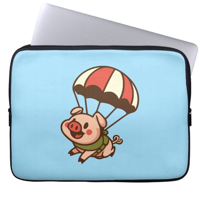 Housse Pour Ordinateur Portable Cochon de parachutisme (Devant)