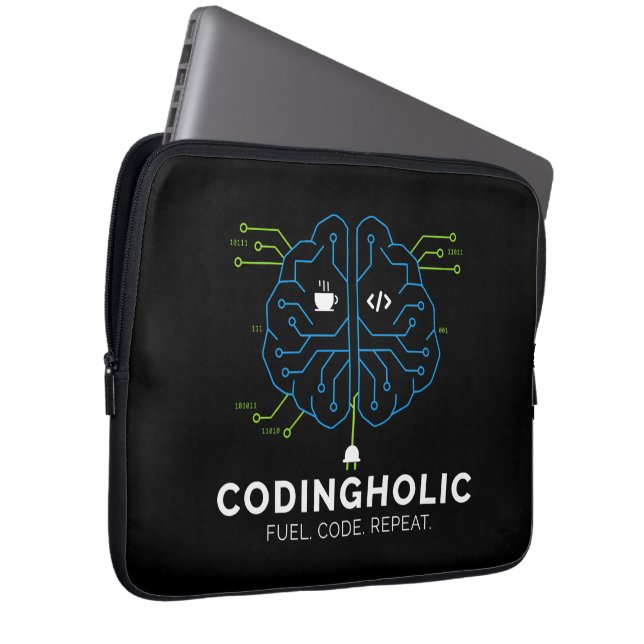 Housse Pour Ordinateur Portable Codingholic Tech Brain Dark Programmer (Devant droit)