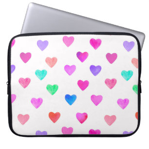 Housse Pour Ordinateur Portable coeur aquarelle peint à la main motif Valentine's