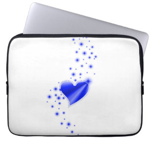 Housse Pour Ordinateur Portable Coeur arc-en-ciel bleu avec étoiles