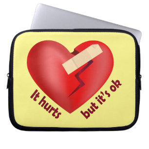 Housse Pour Ordinateur Portable Coeur brisé guéri avec patch et citation de vie