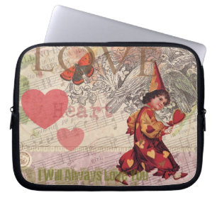 Housse Pour Ordinateur Portable Cœur d'amour Chérubin de la Saint-Valentin