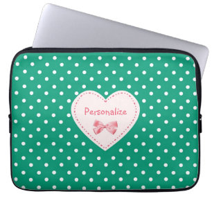 Housse Pour Ordinateur Portable Coeur de vert vert avec le nom