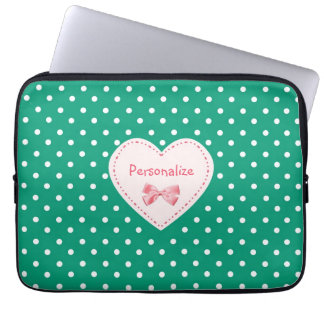 Housse Pour Ordinateur Portable Coeur de vert vert avec le nom