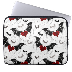 Housse Pour Ordinateur Portable Coeur d'Halloween avec ailes de chauve-souris noir