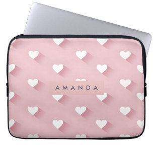 Housse Pour Ordinateur Portable Cœur Rose Pâle Kawaii Personnalisé