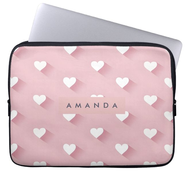 Housse Pour Ordinateur Portable Cœur Rose Pâle Kawaii Personnalisé (Devant)