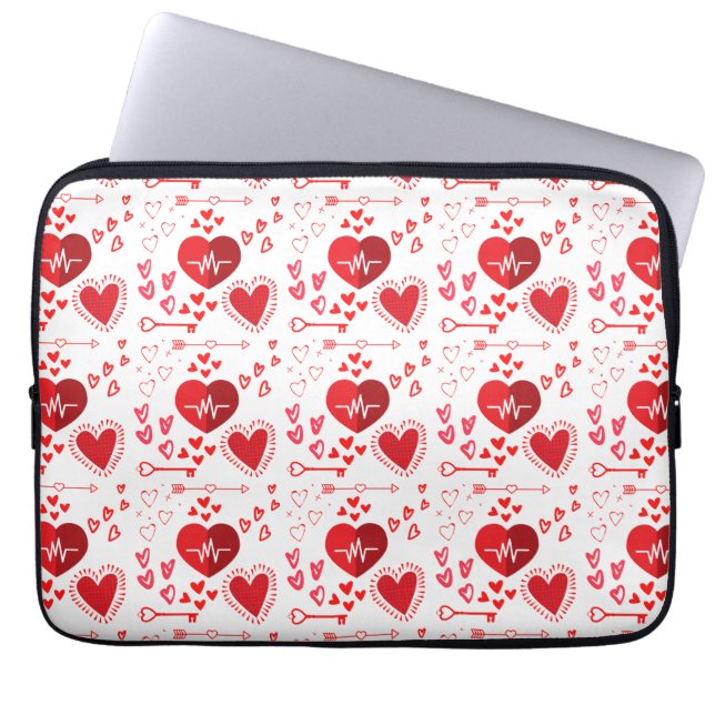 Housse Pour Ordinateur Portable Coeurs d'amour rouges et miel (Devant)