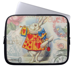 Housse Pour Ordinateur Portable Cœurs de Lapin Blanc Alice Classique