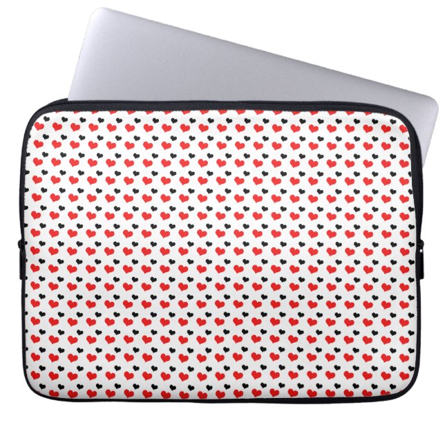Housse Pour Ordinateur Portable Coeurs rouges et noirs (Devant)