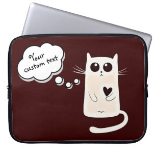 Housse Pour Ordinateur Portable Coeurs solitaires Cute Chat Texte personnalisé