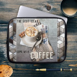Housse Pour Ordinateur Portable Coffee Inspiration Building Blocks Laptop Sleeve<br><div class="desc">Laptop sleeve featuring a coffee on a metallic background design with building blocks. For a good start of the day!</div>