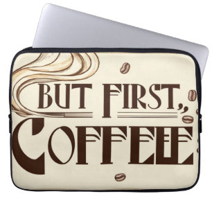 Housse Pour Ordinateur Portable Coffee Lover Citation à vapeur tourbillons à vapeu