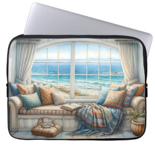 Housse Pour Ordinateur Portable Coin de fenêtre côtier confortable Cottagecore