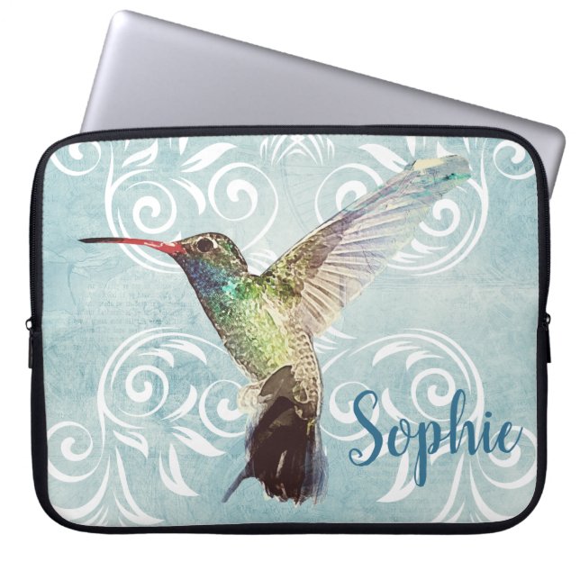 Housse Pour Ordinateur Portable Colibri à l'Arrière - plan fleuri (Devant)