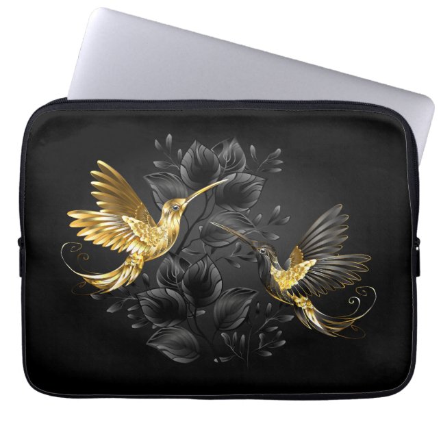 Housse Pour Ordinateur Portable Colibri noir et or (Devant)