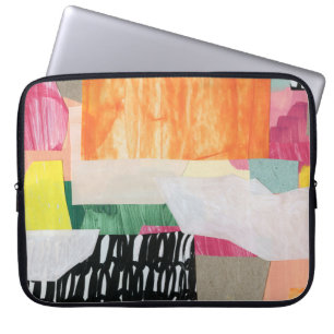 Housse Pour Ordinateur Portable Collage art, moderne coloré abstrait.