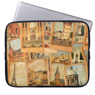 Housse Pour Ordinateur Portable Collage carte photo vintage. Europe, Moyen-Orient