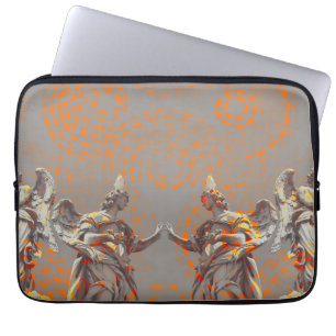 Housse Pour Ordinateur Portable Collage cool de sculptures et de cercles oranges